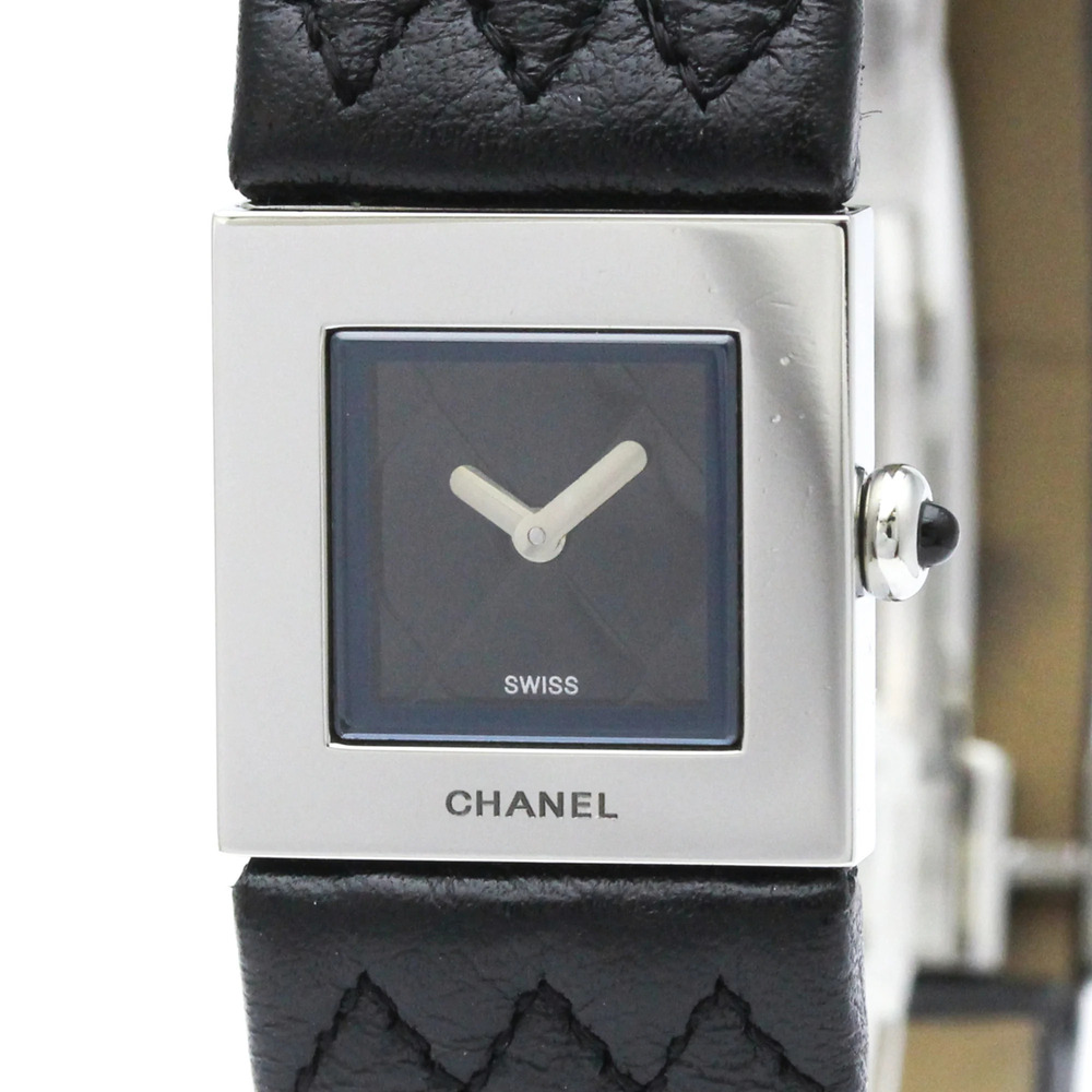 CHANEL Matelasse Steel Leather Quartz Ladies Watch H0116 Polished